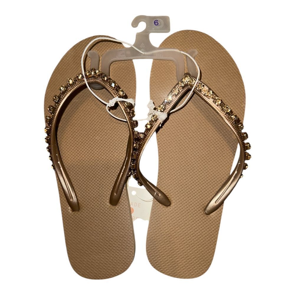 Shade & Shore Copper Flip Flop Sandals, Size 6